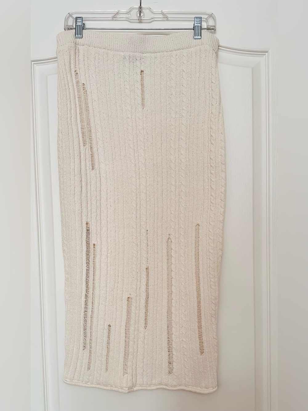 Mango Cream Ribbed Knit Midi Skirt - Picture 2 of 4